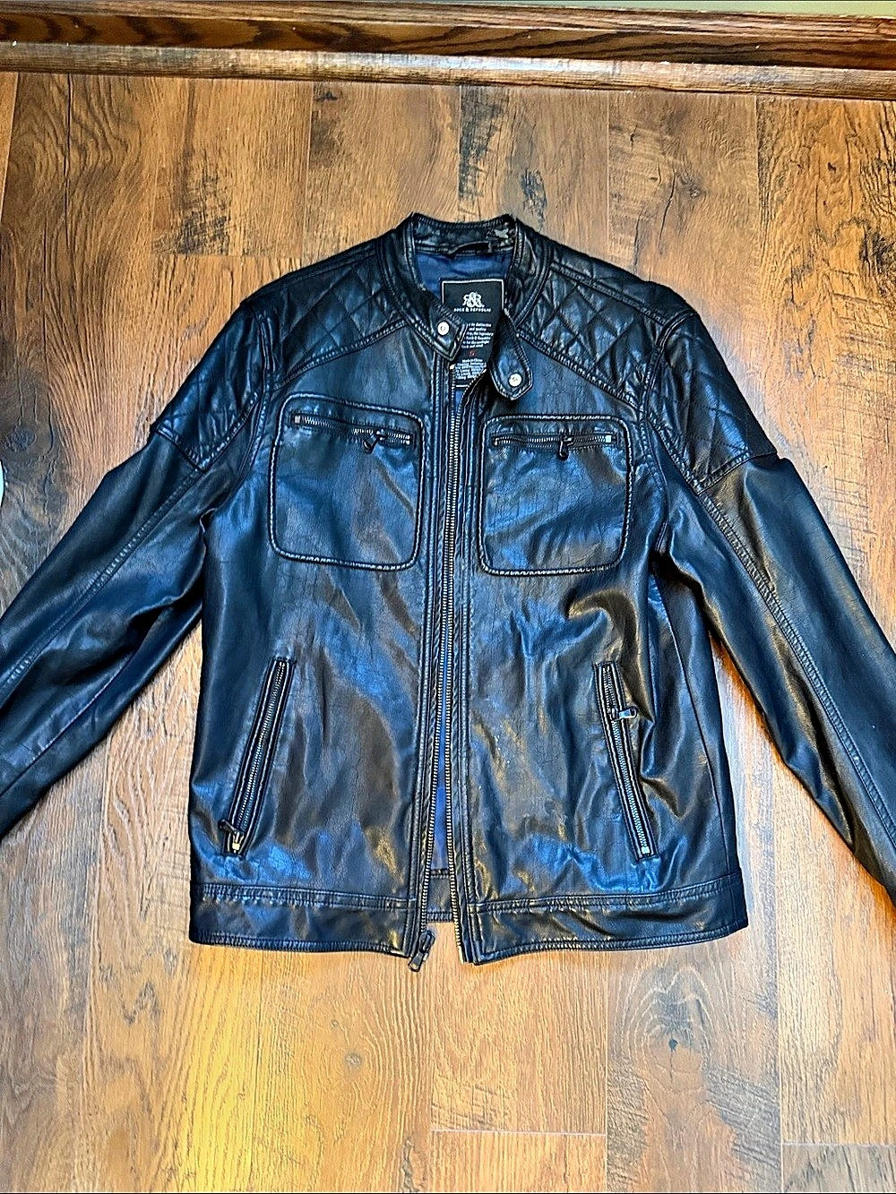 Ross & Rachel Black Leather Moto Jacket Size Small